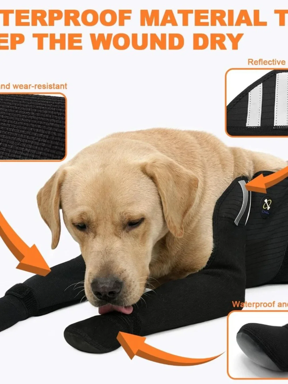 Dog Socks for All 4 Paws, Waterproof, Non-Slip, Paw Protection, Large, Black